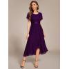 imageEverPretty Womens Lace Short Sleeve Round Neck Empire Waist Midi High Low Evening Gown 03489Dark Purple