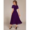imageEverPretty Womens Lace Short Sleeve Round Neck Empire Waist Midi High Low Evening Gown 03489Dark Purple