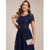imageEverPretty Womens Lace Short Sleeve Round Neck Empire Waist Midi High Low Evening Gown 03489Navy Blue