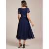 imageEverPretty Womens Lace Short Sleeve Round Neck Empire Waist Midi High Low Evening Gown 03489Navy Blue