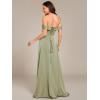 imageEverPretty Womens OffShoulder Floor Length Split A Line Bandage Satin Prom Dress with Pockets 02319Sage Green