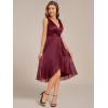 imageEverPretty Womens V Neck HiLo Sleeveless Glitter Pleated Ruffles Midi Cocktail Dress 54159Burgundy