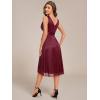 imageEverPretty Womens V Neck HiLo Sleeveless Glitter Pleated Ruffles Midi Cocktail Dress 54159Burgundy