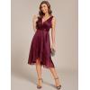 imageEverPretty Womens V Neck HiLo Sleeveless Glitter Pleated Ruffles Midi Cocktail Dress 54159Burgundy