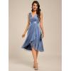 imageEverPretty Womens V Neck HiLo Sleeveless Glitter Pleated Ruffles Midi Cocktail Dress 54159Dusty Blue