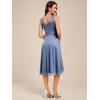 imageEverPretty Womens V Neck HiLo Sleeveless Glitter Pleated Ruffles Midi Cocktail Dress 54159Dusty Blue