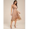 imageEverPretty Womens V Neck HiLo Sleeveless Glitter Pleated Ruffles Midi Cocktail Dress 54159Rose Gold