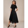 imageEverPretty Womens V Neck Lace Chiffon Half Sleeves A Line HiLo Wedding Guest Dresses 04489Black