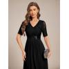 imageEverPretty Womens V Neck Lace Chiffon Half Sleeves A Line HiLo Wedding Guest Dresses 04489Black