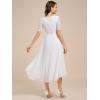 imageEverPretty Womens V Neck Lace Chiffon Half Sleeves A Line HiLo Wedding Guest Dresses 04489White