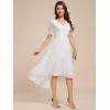 imageEverPretty Womens V Neck Lace Chiffon Half Sleeves A Line HiLo Wedding Guest Dresses 04489White