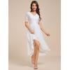 imageEverPretty Womens V Neck Lace Chiffon Half Sleeves A Line HiLo Wedding Guest Dresses 04489White