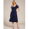 imageEverPretty Womens V Neck Lace Short Sleeves Empire Waist Wedding Guest Dress with Pockets 02334Navy Blue