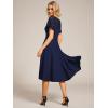 imageEverPretty Womens V Neck Lace Short Sleeves Empire Waist Wedding Guest Dress with Pockets 02334Navy Blue