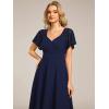 imageEverPretty Womens V Neck Lace Short Sleeves Empire Waist Wedding Guest Dress with Pockets 02334Navy Blue