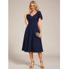 imageEverPretty Womens V Neck Lace Short Sleeves Empire Waist Wedding Guest Dress with Pockets 02334Navy Blue