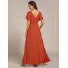 imageEverPretty Womens V Neck Ruffles Short Sleeve Floor Length Pleated Chiffon Floor Length Formal Dress 0050PHBurnt Orange