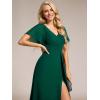 imageEverPretty Womens V Neck Ruffles Short Sleeve Floor Length Pleated Chiffon Floor Length Formal Dress 0050PHDark Green