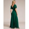 imageEverPretty Womens V Neck Ruffles Short Sleeve Floor Length Pleated Chiffon Floor Length Formal Dress 0050PHDark Green