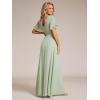 imageEverPretty Womens V Neck Ruffles Short Sleeve Floor Length Pleated Chiffon Floor Length Formal Dress 0050PHMint Green
