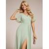 imageEverPretty Womens V Neck Ruffles Short Sleeve Floor Length Pleated Chiffon Floor Length Formal Dress 0050PHMint Green