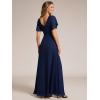 imageEverPretty Womens V Neck Ruffles Short Sleeve Floor Length Pleated Chiffon Floor Length Formal Dress 0050PHNavy Blue