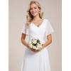 imageEverPretty Womens V Neck Ruffles Short Sleeve Floor Length Pleated Chiffon Floor Length Formal Dress 0050PHWhite
