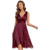 imageEverPretty Womens V Neck HiLo Sleeveless Glitter Pleated Ruffles Midi Cocktail Dress 54159Burgundy