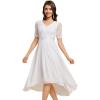 imageEverPretty Womens V Neck Lace Chiffon Half Sleeves A Line HiLo Wedding Guest Dresses 04489White