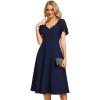 imageEverPretty Womens V Neck Lace Short Sleeves Empire Waist Wedding Guest Dress with Pockets 02334Navy Blue