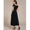 imageEverPretty Womens Elegant V Neck Sequin Short Sleeve HiLo Tea Length Evening Gowns 02325Black