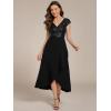 imageEverPretty Womens Elegant V Neck Sequin Short Sleeve HiLo Tea Length Evening Gowns 02325Black