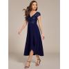 imageEverPretty Womens Elegant V Neck Sequin Short Sleeve HiLo Tea Length Evening Gowns 02325Navy Blue