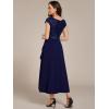 imageEverPretty Womens Elegant V Neck Sequin Short Sleeve HiLo Tea Length Evening Gowns 02325Navy Blue