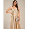 imageEverPretty Womens Satin Sequin Appliques A Line Midi Length Wedding Guest Dress with Pockets 02341Champagne