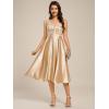 imageEverPretty Womens Satin Sequin Appliques A Line Midi Length Wedding Guest Dress with Pockets 02341Champagne
