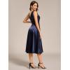 imageEverPretty Womens Satin Sequin Appliques A Line Midi Length Wedding Guest Dress with Pockets 02341Navy Blue