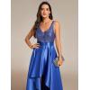 imageEverPretty Womens Glitter VNeck Aline HighLow Satin Prom Dress Ball Gowns for Women 00667Sapphire Blue