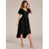 imageEverPretty Womens Summer Chiffon Pleated VNeck Short Wedding Guest Dress with Ruffled Sleeves 01923Black