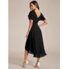 imageEverPretty Womens Summer Chiffon Pleated VNeck Short Wedding Guest Dress with Ruffled Sleeves 01923Black