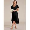 imageEverPretty Womens Summer Chiffon Pleated VNeck Short Wedding Guest Dress with Ruffled Sleeves 01923Black