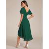 imageEverPretty Womens Summer Chiffon Pleated VNeck Short Wedding Guest Dress with Ruffled Sleeves 01923Deep Green