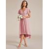 imageEverPretty Womens Summer Chiffon Pleated VNeck Short Wedding Guest Dress with Ruffled Sleeves 01923Dusty Rose