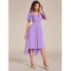 imageEverPretty Womens Summer Chiffon Pleated VNeck Short Wedding Guest Dress with Ruffled Sleeves 01923Lavender