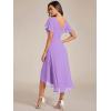 imageEverPretty Womens Summer Chiffon Pleated VNeck Short Wedding Guest Dress with Ruffled Sleeves 01923Lavender