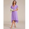 imageEverPretty Womens Summer Chiffon Pleated VNeck Short Wedding Guest Dress with Ruffled Sleeves 01923Lavender