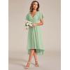 imageEverPretty Womens Summer Chiffon Pleated VNeck Short Wedding Guest Dress with Ruffled Sleeves 01923Mint Green