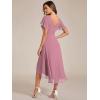 imageEverPretty Womens Summer Chiffon Pleated VNeck Short Wedding Guest Dress with Ruffled Sleeves 01923Orchid