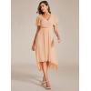 imageEverPretty Womens Summer Chiffon Pleated VNeck Short Wedding Guest Dress with Ruffled Sleeves 01923Peach