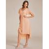 imageEverPretty Womens Summer Chiffon Pleated VNeck Short Wedding Guest Dress with Ruffled Sleeves 01923Peach